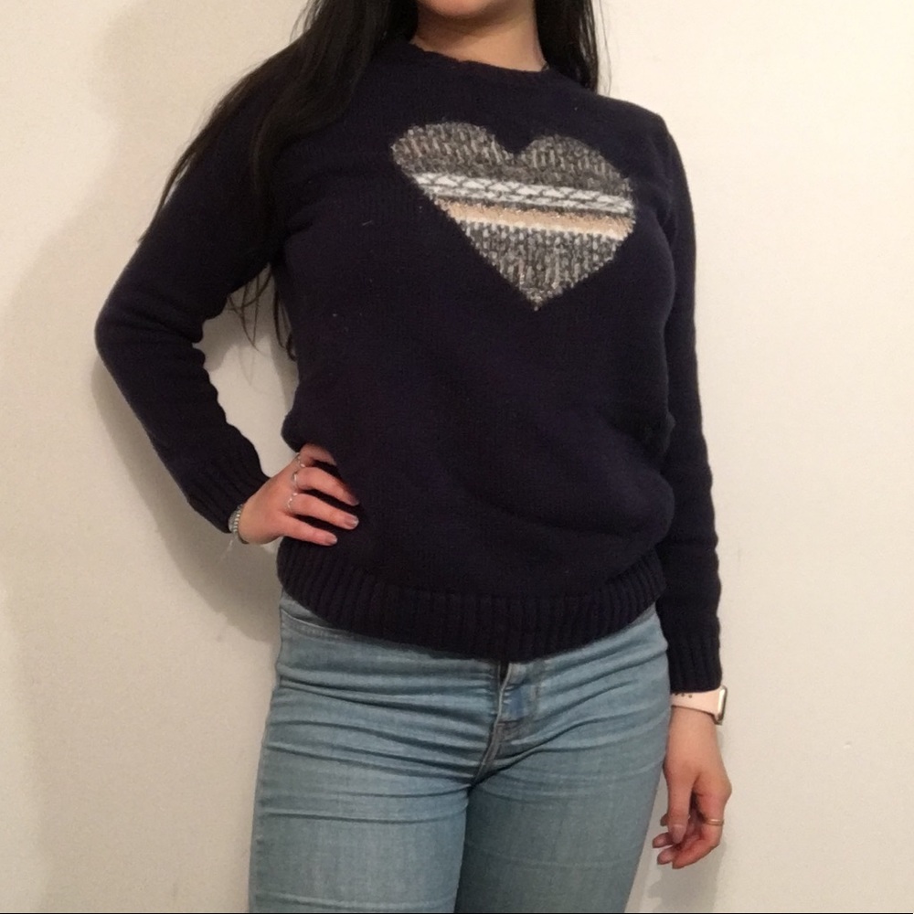 Joe Fresh Navy Blue Heart Sweater